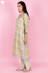 Kota Doria Kurta Pant Set With Dupatta In Block Print